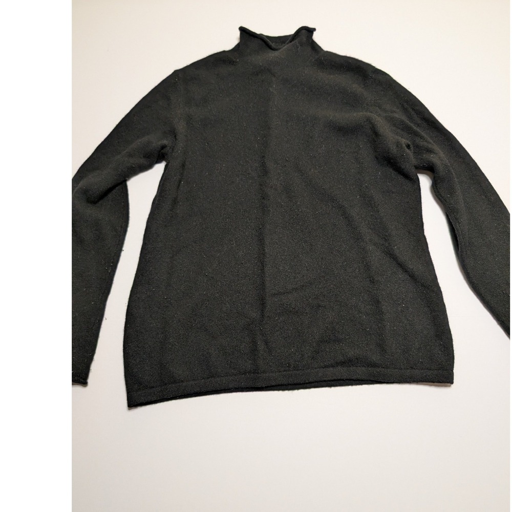 Charter Club 2-Ply Cashmere Sweater Womens Small Black Mock Neck Long Sleeve Knt